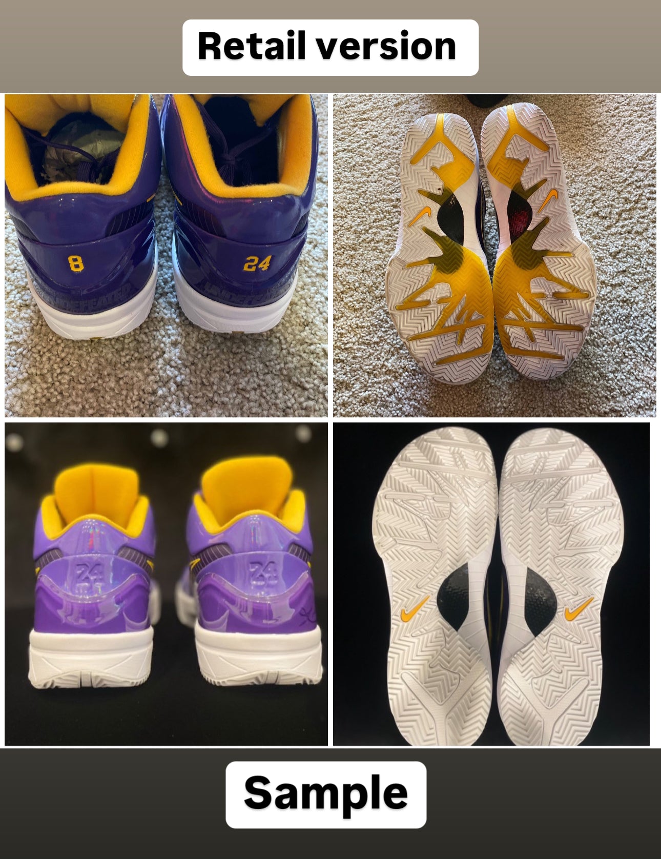Kobe 4 Protro Undefeated Lakers PE