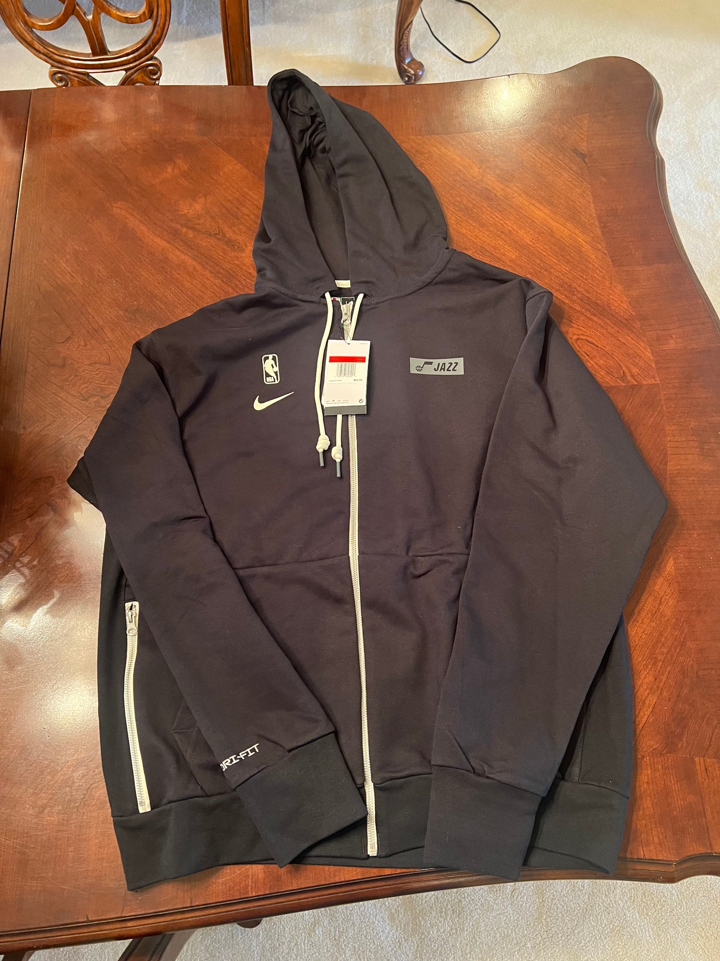 Nike NBA Utah Jazz Team Issued Hoodie Black Dri-Fit Full Zip Black