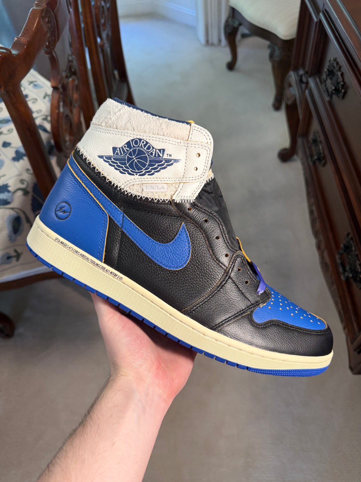 Jordan Retro 1 High Fragment x Union LA Sport Royal
