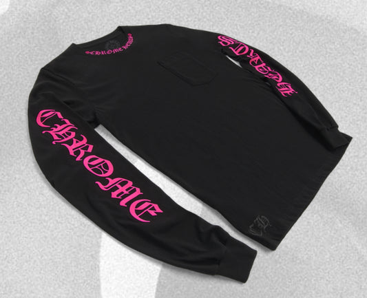 Chrome Hearts Long Sleeve Pocket Crew Hot Pink/Black