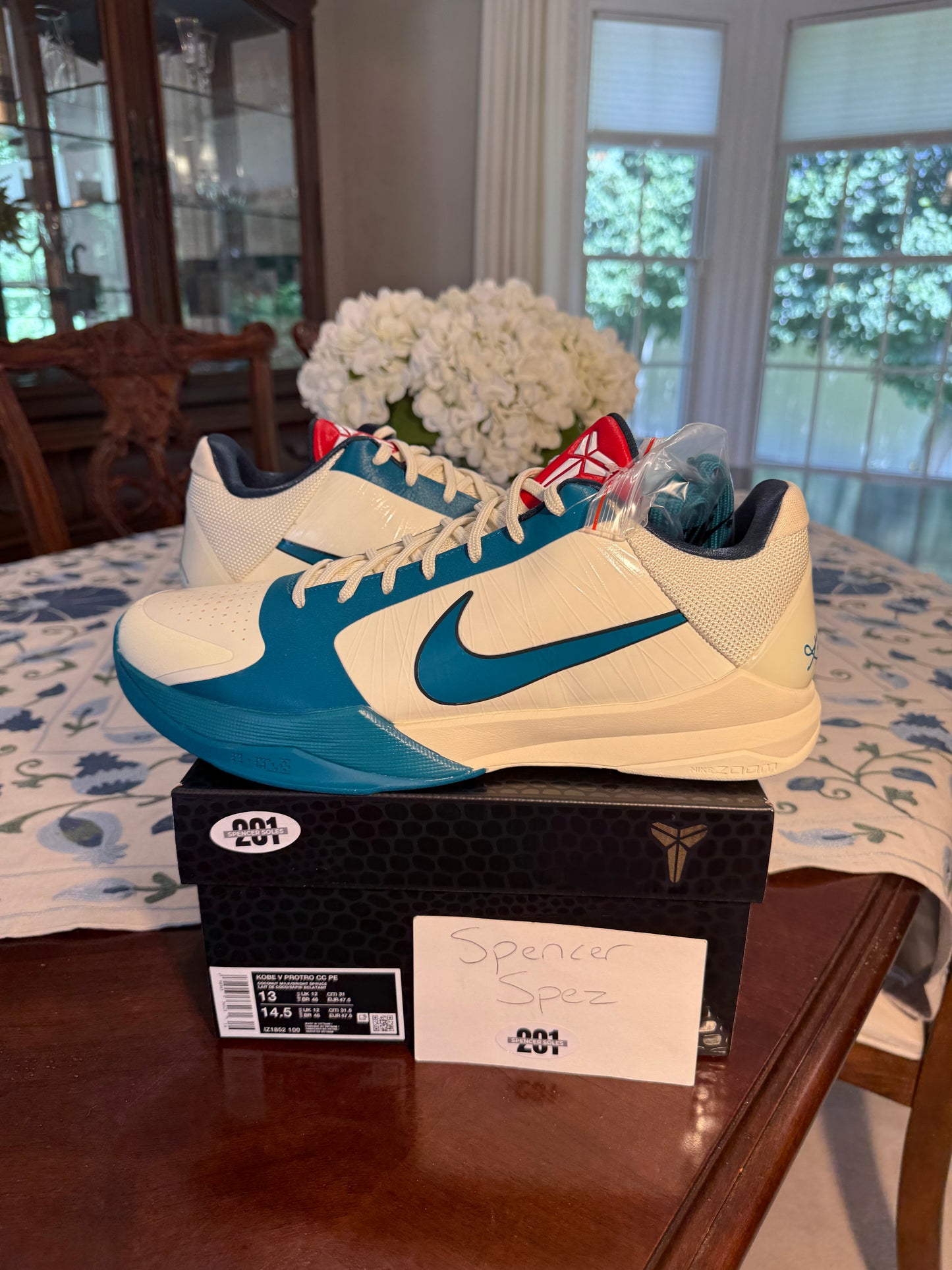 Kobe 5 Protro Caitlin Clark Coconut Milk Spruce
